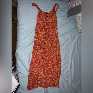 Red and yellow long dress